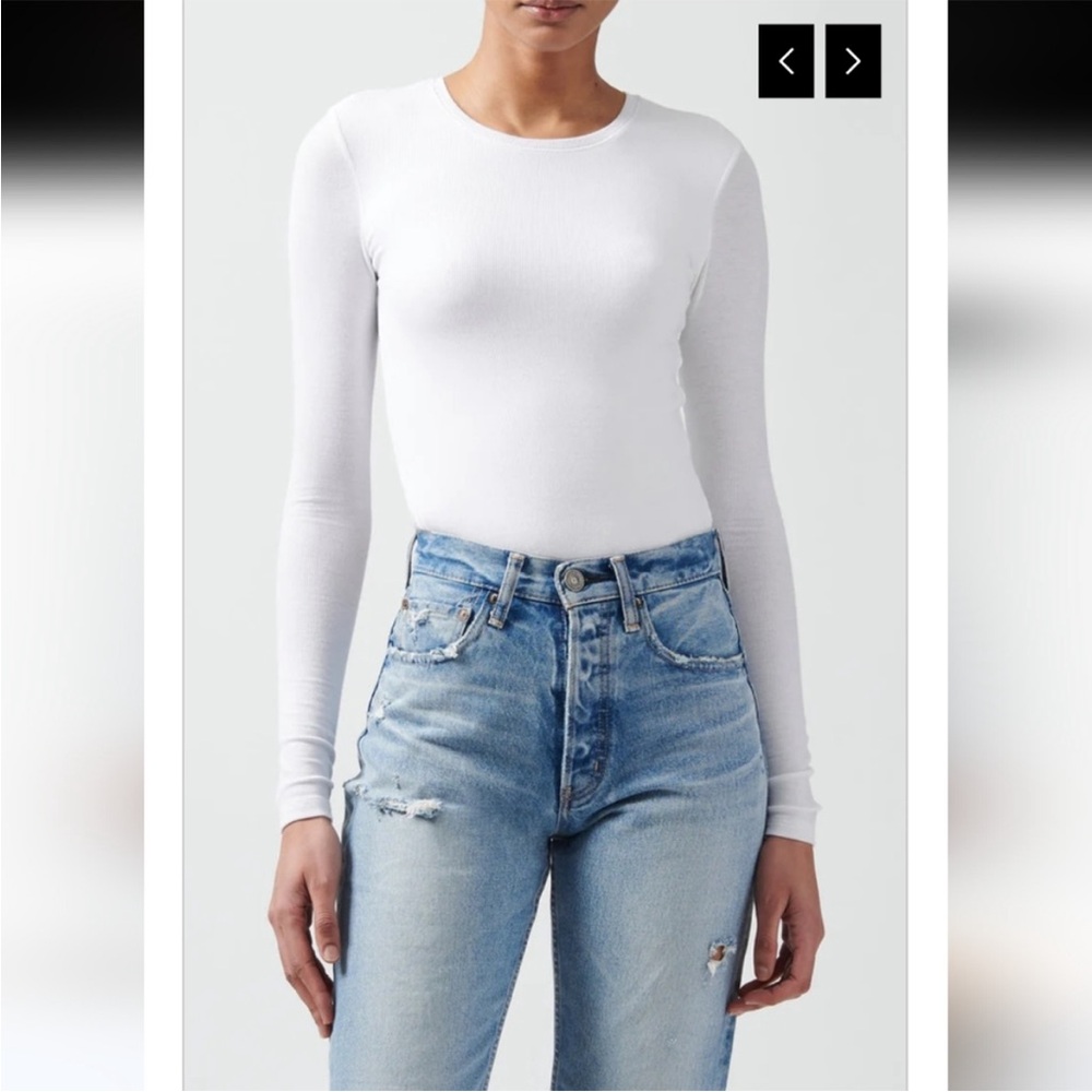 NWT $195 ATM White Long Sleeve Bodysuit Size Small